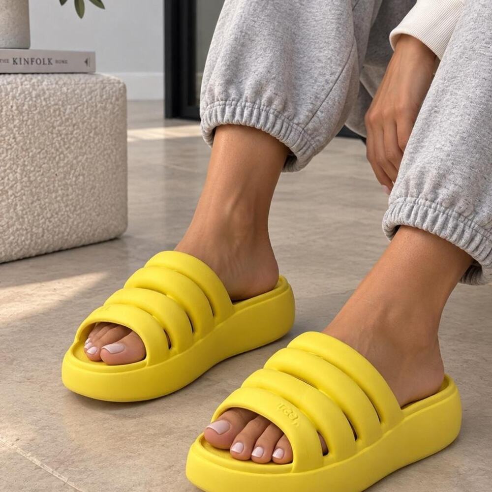 Ugg yellow slides with three
